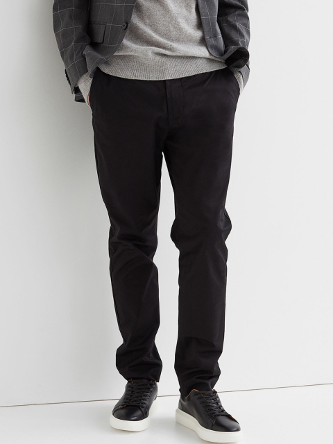

H&M Men Black Slim Fit Cropped Chinos