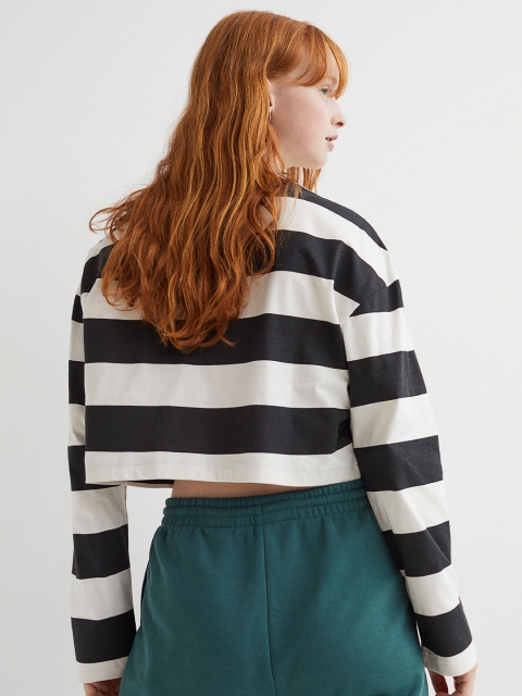 

H&M Women Black & White Long-Sleeved Top