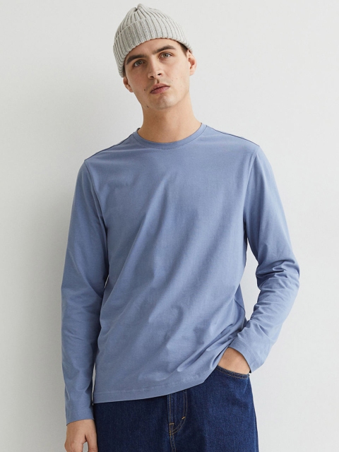 

H&M Men Blue Slim Fit Jersey Top
