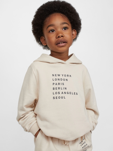 

H&M Girls Beige Printed Hoodie