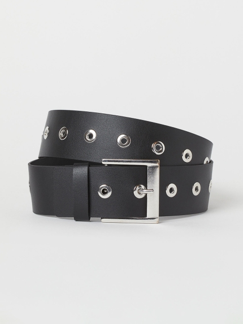 

H&M Women Black Eyelet-Detail Leather belt