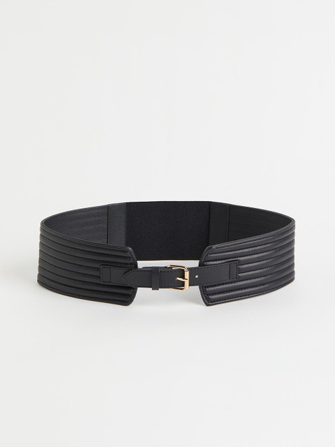 

H&M Women Black Quilted waist belt