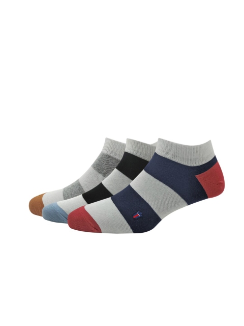 

Louis Philippe Men Pack Of 3 Striped Above Ankle-Length Socks, Black