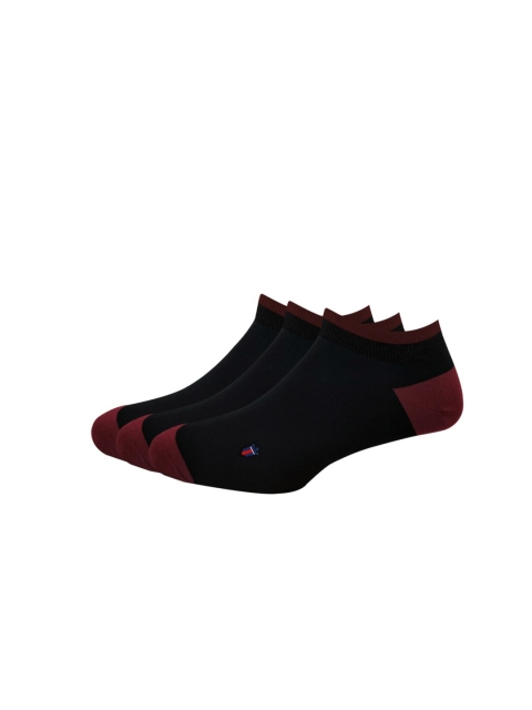 

Louis Philippe Pack Of 3 Men Black & Maroon Patterned Cotton Ankle-Length Socks