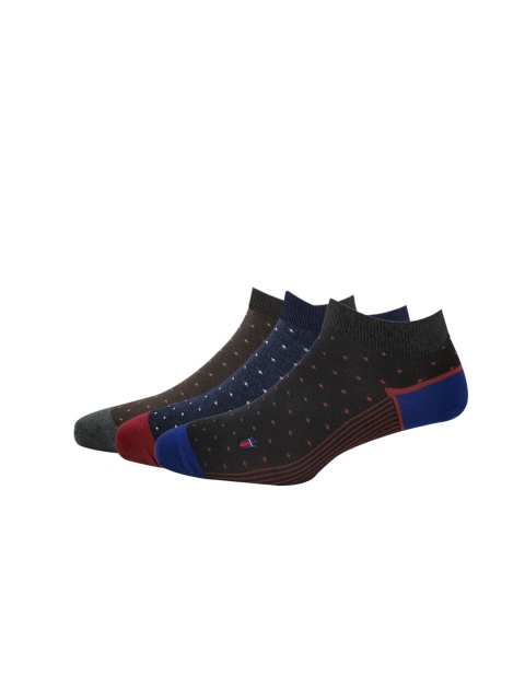 

Louis Philippe Men Pack Of 3 Patterned Ankle-Length Socks, Black