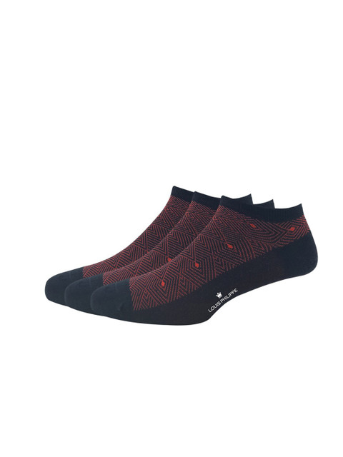 

Louis Philippe Men Pack Of 3 Patterned Ankle-Length Socks, Black