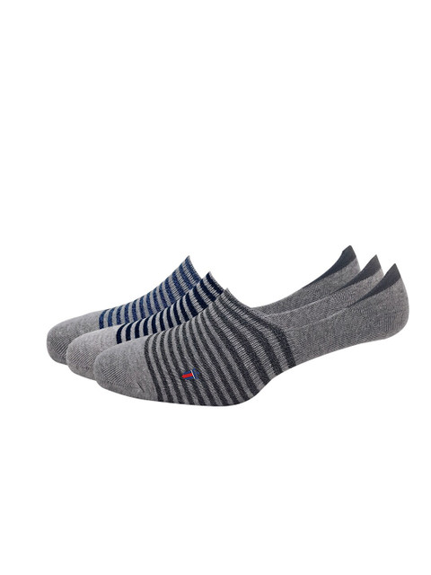 

Louis Philippe Pack Of 3 Men Black & Grey Striped Cotton Shoe Liner Socks