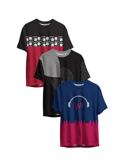 

mezmoda Boys Multicoloured Pack of 3 Printed T-shirt, Multi