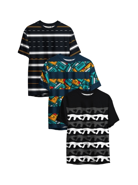 

mezmoda Boys Multicoloured Pack of 3 Printed T-shirt, Multi