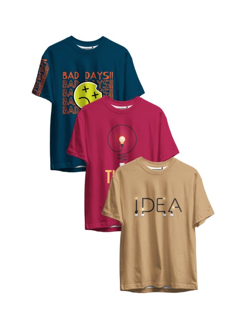 

mezmoda Boys Multicoloured 3 Printed Applique T-shirt, Multi