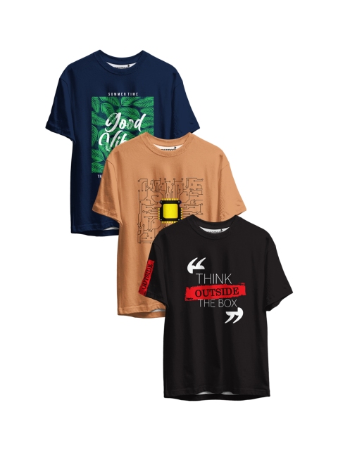 

mezmoda Boys Pack Of 3 Printed T-shirt, Navy blue