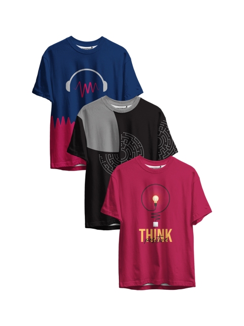 

mezmoda Boys Pack Of 3 Printed T-shirts, Maroon