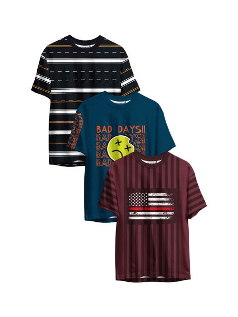 

mezmoda Boys Pack of 3 Printed T-shirt, Multi