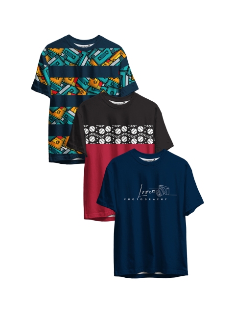 

mezmoda Boys Multicoloured Typography 3 Printed Pockets T-shirt, Multi