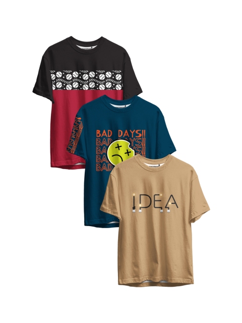 

mezmoda Boys Multicoloured Pack of 3 Printed T-shirt, Multi