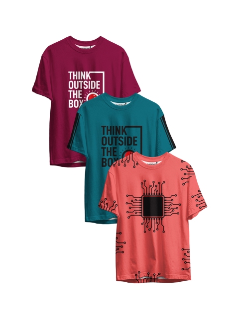 

mezmoda Boys Pack Of 3 Printed T-shirt, Red