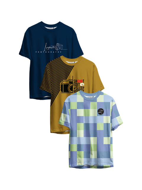 

mezmoda Boys Multicoloured 3 Printed Pockets T-shirt, Multi