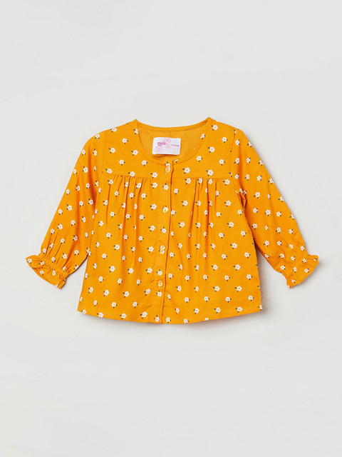 

max Girls Yellow Floral Printed Top