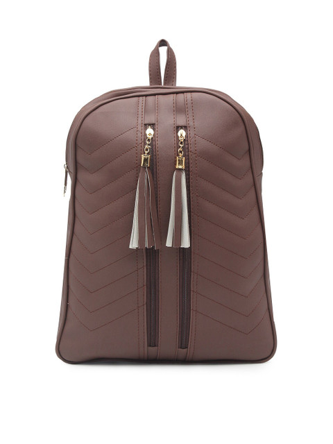 

borse lele Women Brown Textured Tasselled Backpack