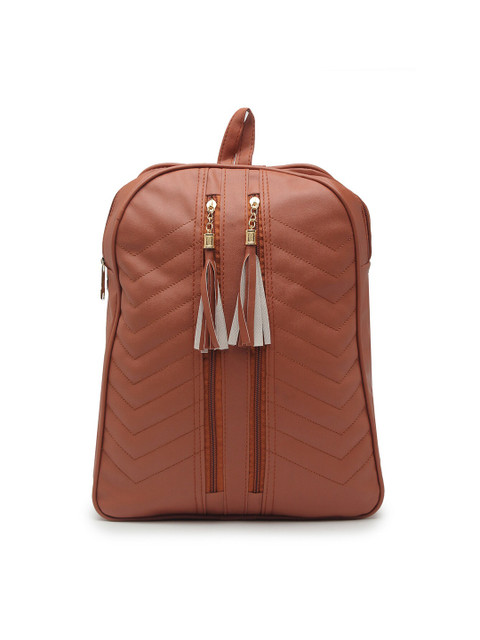 

borse lele Women Brown Textured Backpack with Tassels