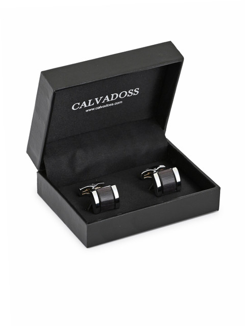 

Calvadoss Grey & Silver-Plated Cufflink