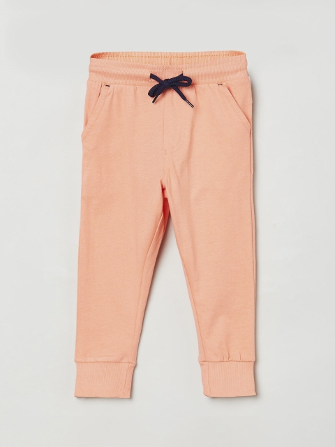 

max Boys Peach-Coloured Solid Pure Cotton Joggers
