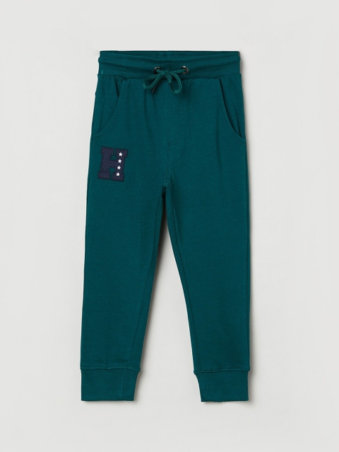 

max Boys Green Solid Pure Cotton Joggers