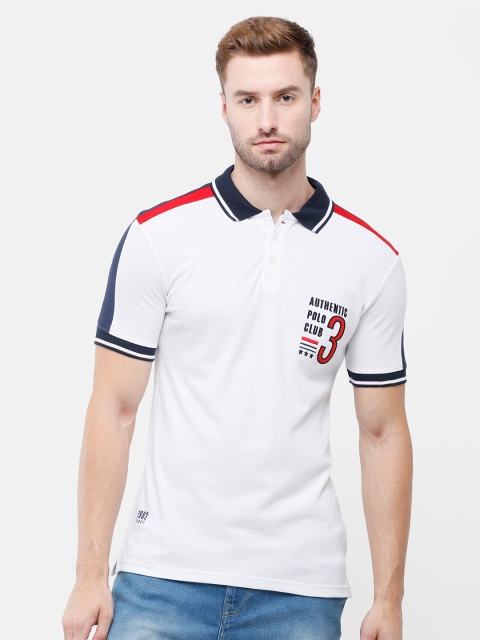 

ARDEUR Men White Polo Collar T-shirt