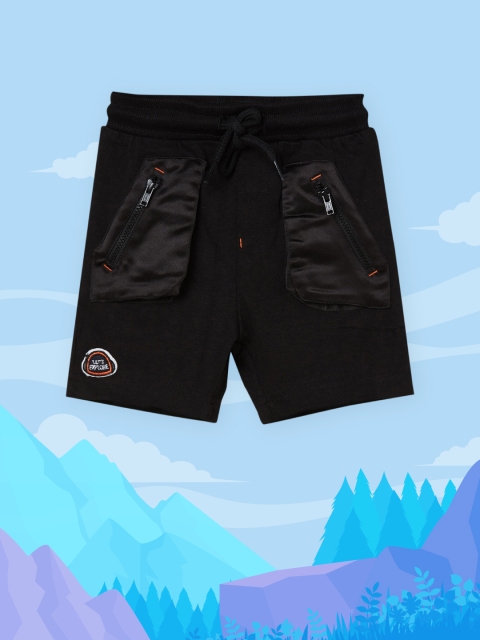 

max Boys Black Solid Cotton Shorts