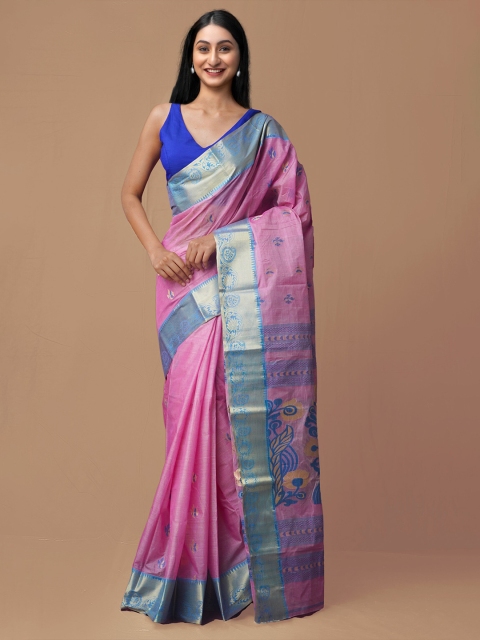 

Unnati Silks Women Pink Pure Handloom Sustainable Bengal Silk Saree