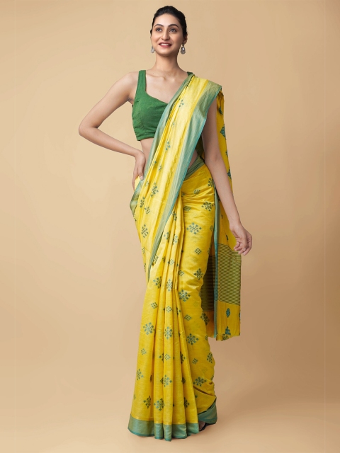 

Unnati Silks Women Yellow & Green Kanjivaram Silk Cotton Saree