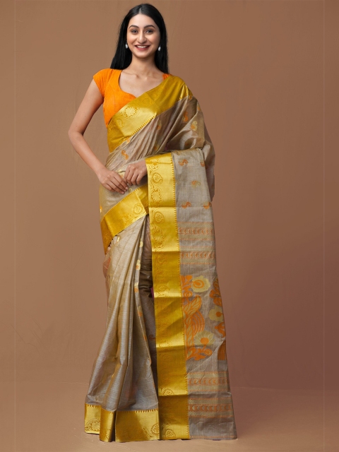 

Unnati Silks Women Grey & Brown Pure Handloom Sustainable Bengal Silk Saree