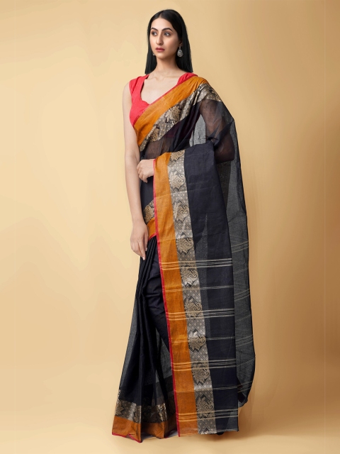 

Unnati Silks Women Black Pure Handloom Sustainable Bengal Tant Cotton Saree