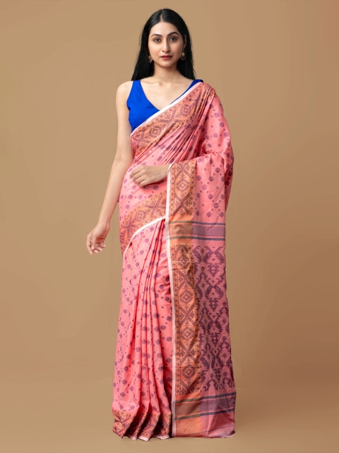 

Unnati Silks Women Red Pure Handloom Sustainable Bengal Silk Saree