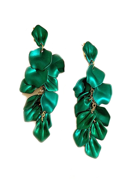 

AVANT-GARDE PARIS Green Contemporary Petal Shaped Drop Earrings