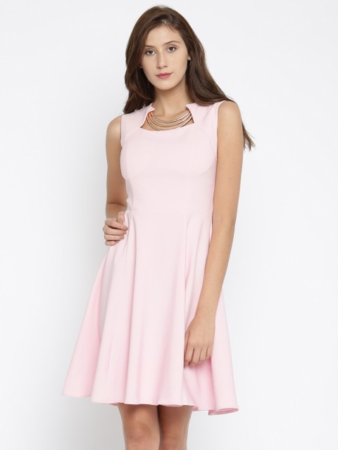

Deal Jeans Women Pink Solid Skater Dress