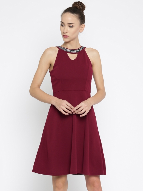 

Deal Jeans Women Maroon Solid Skater Dress