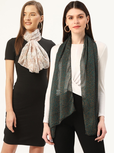 

Trend Arrest Women Pack Of 2 Beige & Black Printed Scarf