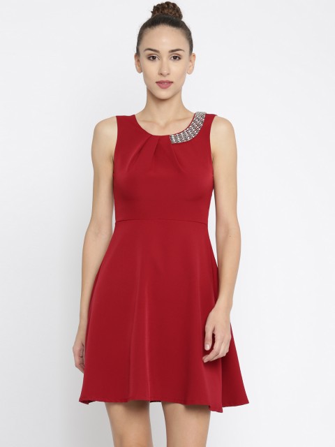 

Deal Jeans Women Maroon Solid Skater Dress