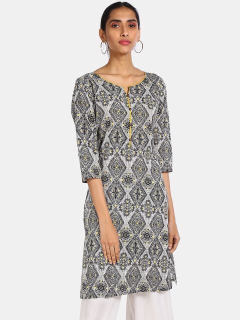 

Karigari Women Black Ethnic Motifs Printed Kurta