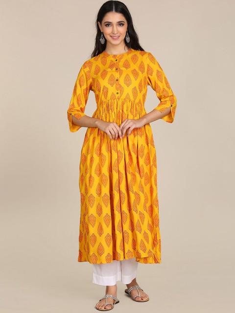 

Karigari Women Yellow Ethnic Motifs Printed Kurta