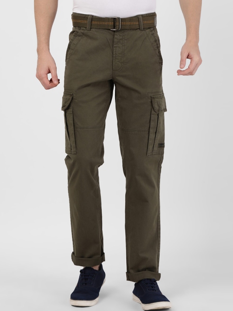 

t-base Men Olive Green Slim Fit Cargos Trousers