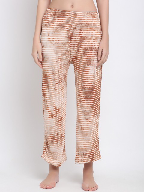 

armure Women Rustic Orange & Beige Striped Lounge Pants, Rust