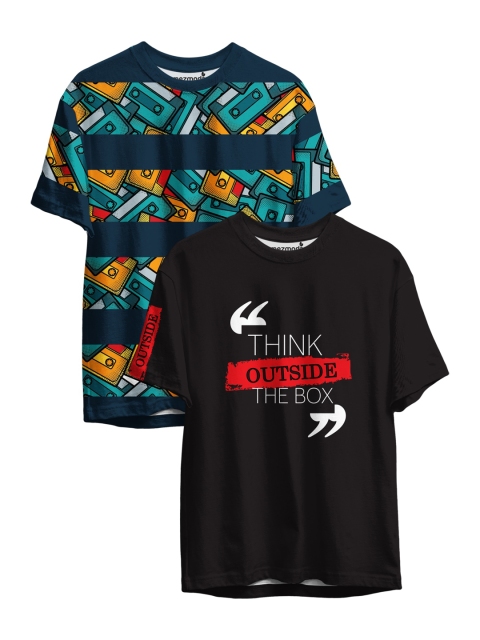 

mezmoda Boys Multicoloured Pack of 2 Typography Printed T-shirt, Multi