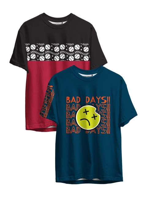 

mezmoda Boys Multicoloured Set of 2 Printed T-shirts, Multi