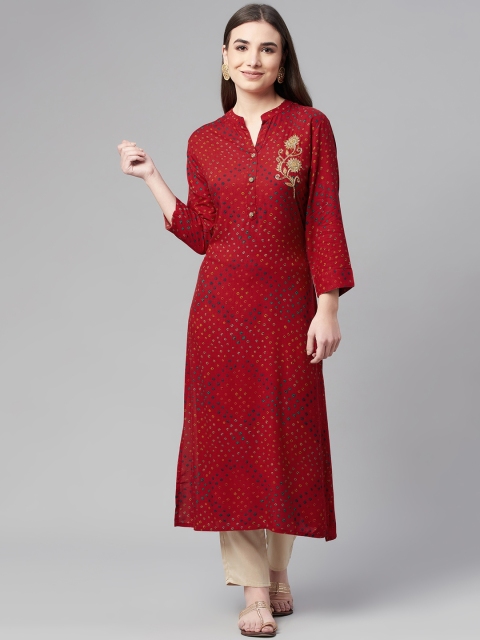 

Ardozaa Women Maroon Geometric Printed Thread Work Kurta