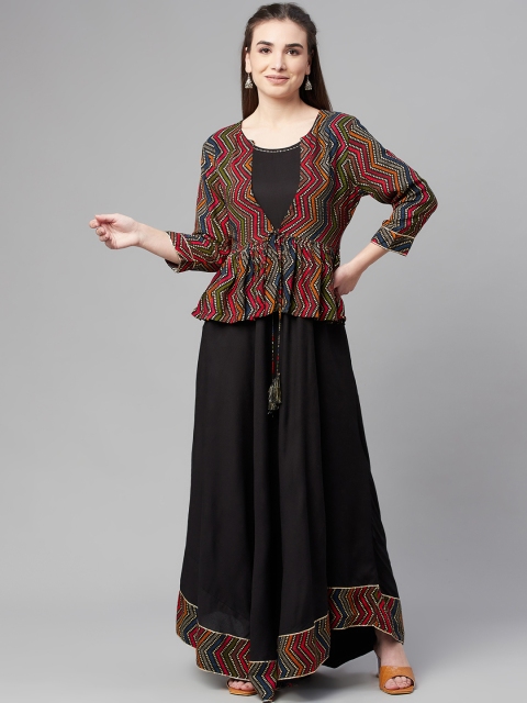 

Ardozaa Multicoloured Layered Ethnic Maxi Dress with Jacket, Multi