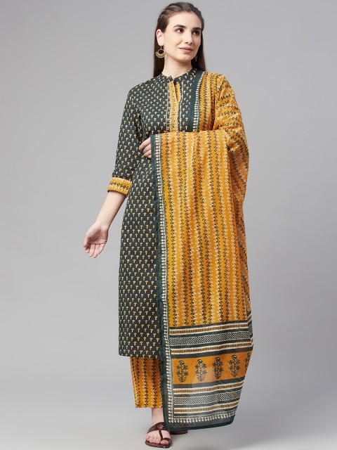 

Ardozaa Women Green Ethnic Motifs Printed Pure Cotton Kurta with Trousers & Dupatta