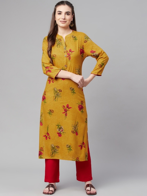 

Ardozaa Women Mustard Yellow Ethnic Motifs Printed Kurta with Trousers