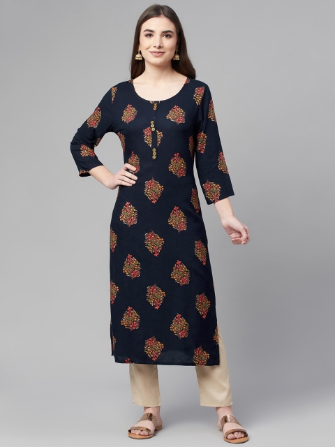 

Ardozaa Women Navy Blue Ethnic Motifs Printed Kurta